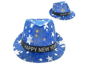 KAPELUSZ HAPPY NEW YEAR NIEBIESKI W GWIAZDKI GODAN