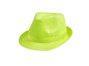 KAPELUSZ ŚWIECĄCY NEON ŻÓŁTY CEKIN GODAN