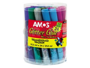 KLEJ Z BROKATEM AMOS GCL 10BK24 10,5ML 24 KOLORY