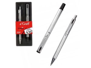 KOMPLET A'GRAFF PIÓRO DŁUGOPIS SREBRNE TO-845
