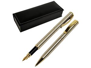 KOMPLET PIÓRO DŁUGOPIS CLASSIC SREBRN ZŁOTY CRESCO