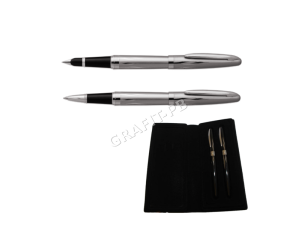 KOMPLET PIÓRO + DŁUGOPIS W ETUI SREBNY KK700-PDS