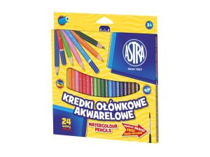 KREDKI AKWARELOWE OŁÓWKOWE 24 KOLORÓW ASTRA