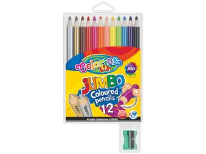 KREDKI OŁÓWKOWE OKRĄGŁE JUMBO 12 KOLORÓW COLORINO