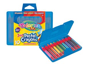 KREDKI PASTELOWE 10 KOLORÓW 3W1 COLORINO KIDS
