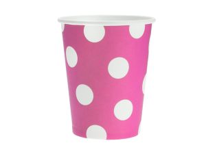 KUBECZKI PAPIEROWE GROSZKI MAGENTA 270ML/6SZT