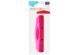 LINIJKA 15CM CZERWONO RÓŻOWA STK