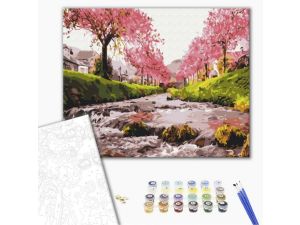 MALOWANIE PO NR BRUSHME 40X50CM RZEKA PRZY SAKURZE