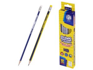 OŁÓWKI GRAFITOWE ASTRA Z GUMKĄ HB A'12