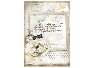 PAPIER RYŻOWY A4 STAMPERIA JOURNAL LIST Z RÓŻĄ