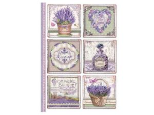 PAPIER RYŻOWY A4 STAMPERIA PROVENCE LAWENDO 6KART