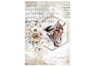 PAPIER RYŻOWY A4 STAMPERIA ROMANTIC HORSES DZIEW