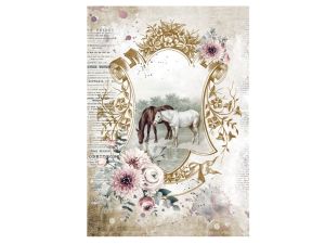 PAPIER RYŻOWY A4 STAMPERIA ROMANTIC HORSES NA PAST