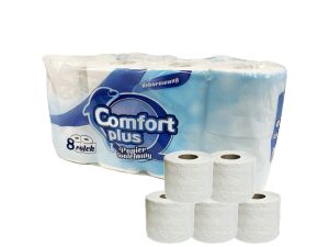 PAPIER TOALETOWY COMFORT PLUS BIAŁY 2 W 8 SZTUK