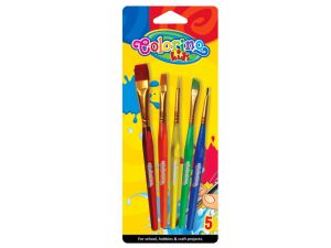 PĘDZELKI SZKOLNE 5 SZTUK KOLOR AKRYLOWE COLORINO