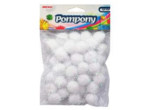 POMPONY METALICZNE 2CM BIAŁE POM27