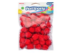 POMPONY METALICZNE 2CM CZERWONE POM24