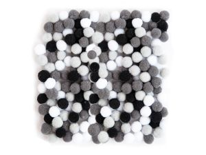 POMPONY POLIESTROWE 1 CM MIX BIAŁO-CZARNY 120 SZT 