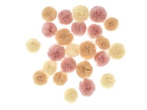 POMPONY TIULOWE MIX 24SZT NUDE