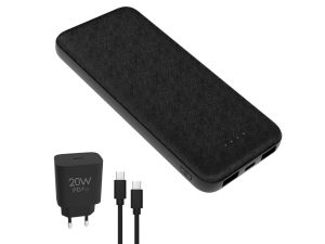 POWER BANK 3W1 10000mAh + 20W ŁADOWARKA KABEL USB-C BLACK