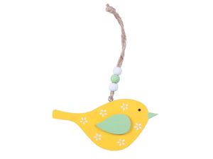 PTAK ZAWIESZKA DREWNIANA 12CM ŻÓŁTA MFP