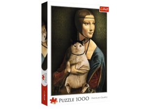 PUZZLE 1000 DAMA Z KOTEM TREFL