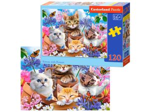 PUZZLE 120 EL. B-13524-1 KITTENS WITH FLOWERS