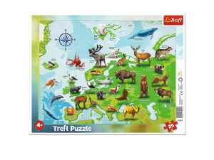 PUZZLE 25 RAMKOWE MAPA EUROPY ZE ZWIERZ 31341 TREFL