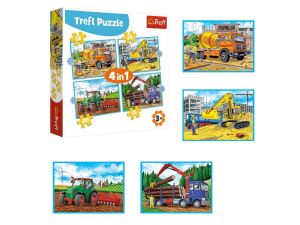 PUZZLE 4W1 DUŻE MASZYNY BUDOWLANE 34353 TREFL