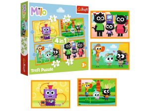 PUZZLE 4W1 POZNAJ MILO I JEGO PRZYJACIÓŁ TREFL
