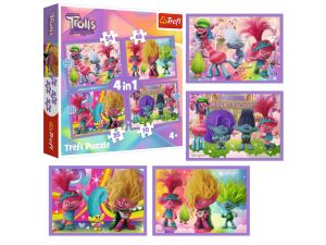 PUZZLE 4W1 PRZYGODY KOLOROWYCH TROLI 34622 TREFL