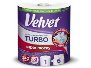 RĘCZNIK PAPIEROWY TURBO 3 WARSTWOWY CELULOZA 340 LISTKÓW VELVET