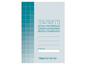 REJESTR MYCIA I DEZYNFEKCJI H-91-3