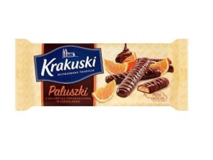 Ciastka Krakuski Paluszki z galaretką pomarańczową w czekoladzie 144 g