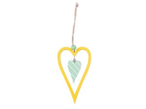 SERCE ZAWIESZKA DREWNIANA 12CM ŻÓŁTA MFP