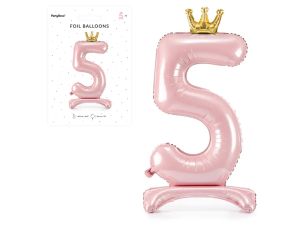 STOJĄCY BALON FOLIOWY CYFRA 5 84CM J. RÓŻOWY PARTY