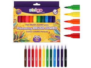 STRIGO FLAMASTRY Z KOŃCÓWKA BRUSH 12 KOL