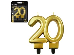 ŚWIECZKA CYFERKA 20 METALIK ZŁOTA 8CM GODAN