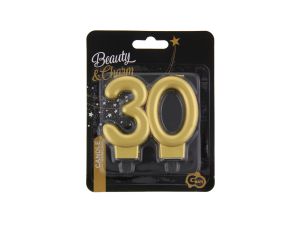 ŚWIECZKA CYFERKA 30 METALIK ZŁOTA 8CM GODAN