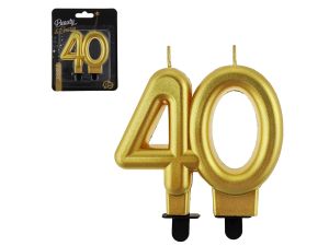 ŚWIECZKA CYFERKA 40 METALIK ZŁOTA 8CM GODAN