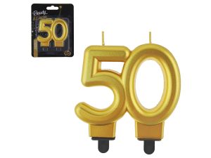 ŚWIECZKA CYFERKA 50 METALIK ZŁOTA 8CM GODAN