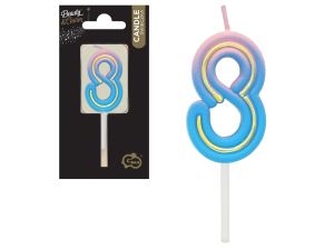 ŚWIECZKA CYFERKA B&C NEON 8 GODAN