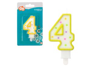 ŚWIECZKA CYFERKA Z KROPECZKAMI "4" 7,5 CM GODAN