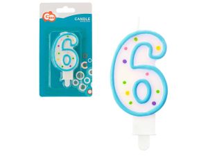 ŚWIECZKA CYFERKA Z KROPECZKAMI "6" 7,5 CM GODAN