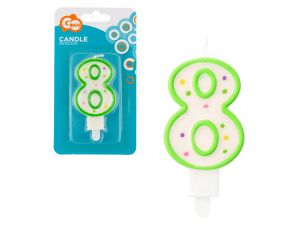 ŚWIECZKA CYFERKA Z KROPECZKAMI "8" 7,5 CM GODAN