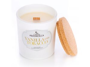 ŚWIECZKA SOJOWA VANILLA AND TOBACCO BIAŁY 135G PAVONCELLA