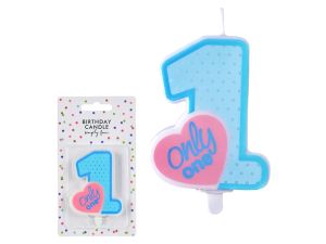 ŚWIECZKA URODZ. ONLY ONE BŁĘKIT 8CM PARTYDECO