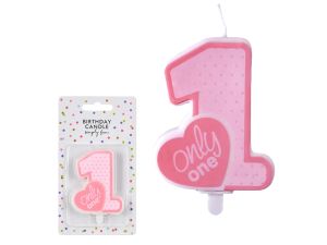 ŚWIECZKA URODZ. ONLY ONE J. RÓŻOWY 8CM PARTYDECO