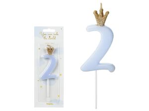 ŚWIECZKA URODZINOWA CYFERKA 2 J.NIEB 9,5CM PARTYDE