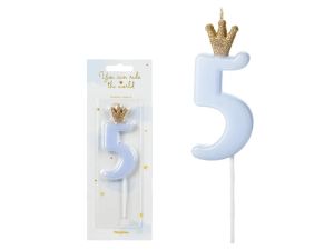 ŚWIECZKA URODZINOWA CYFERKA 5 J.NIEB 9,5CM PARTYDE